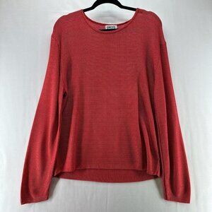 Chico's Design Sweater Size M/L Round Neck Long Sleeve Pullover Rayon Rust Red